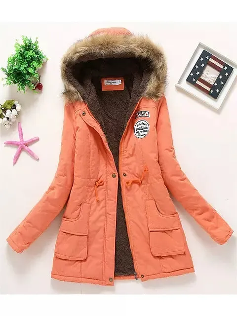 Coat Women Fur Hooded Cotton Jackets