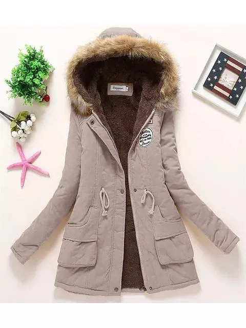 Coat Women Fur Hooded Cotton Jackets