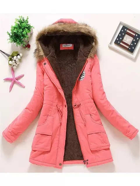 Coat Women Fur Hooded Cotton Jackets