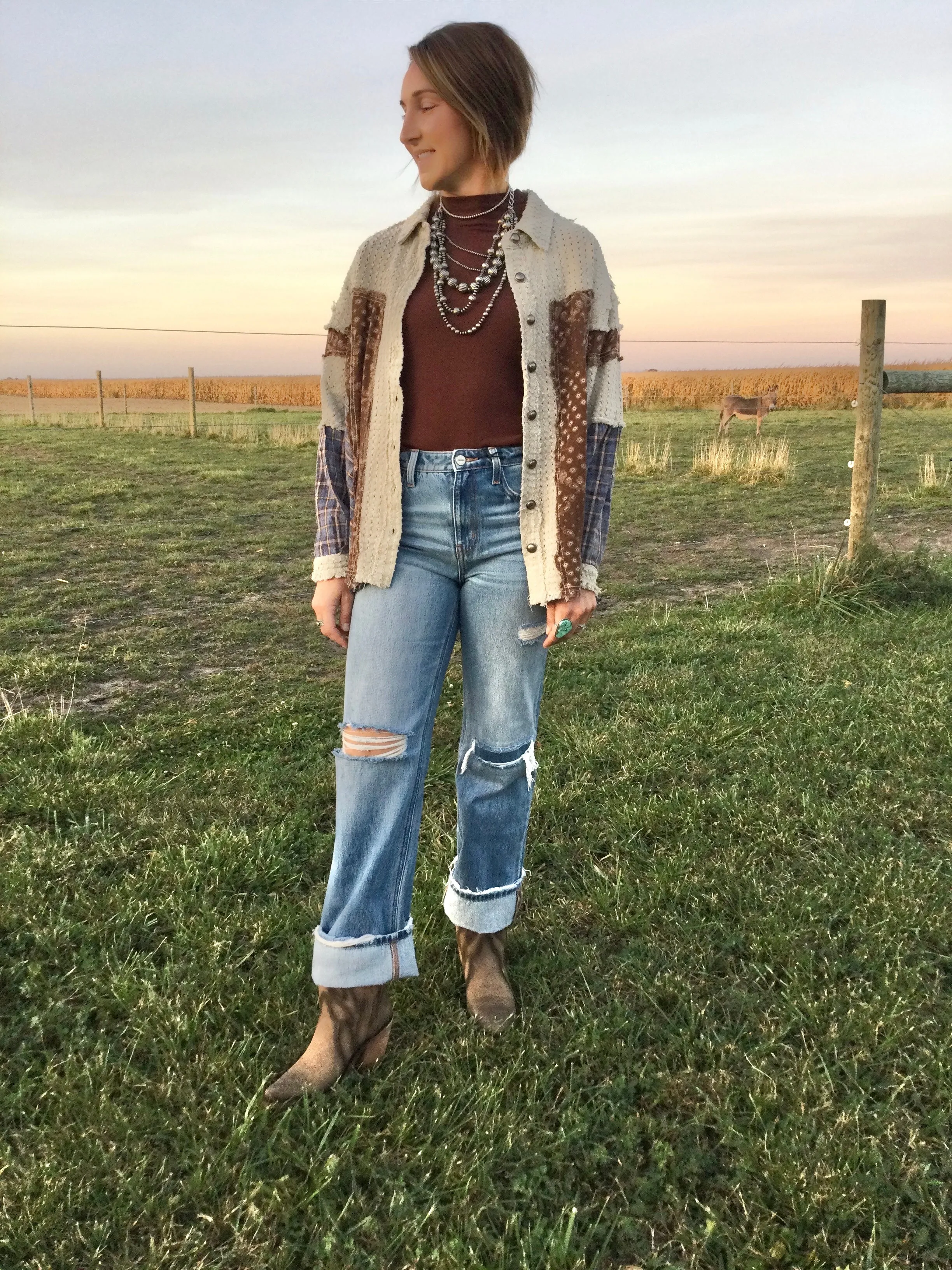 Contrast Button Down