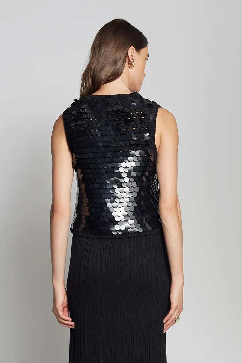 Cora Tank - Black with Sequins