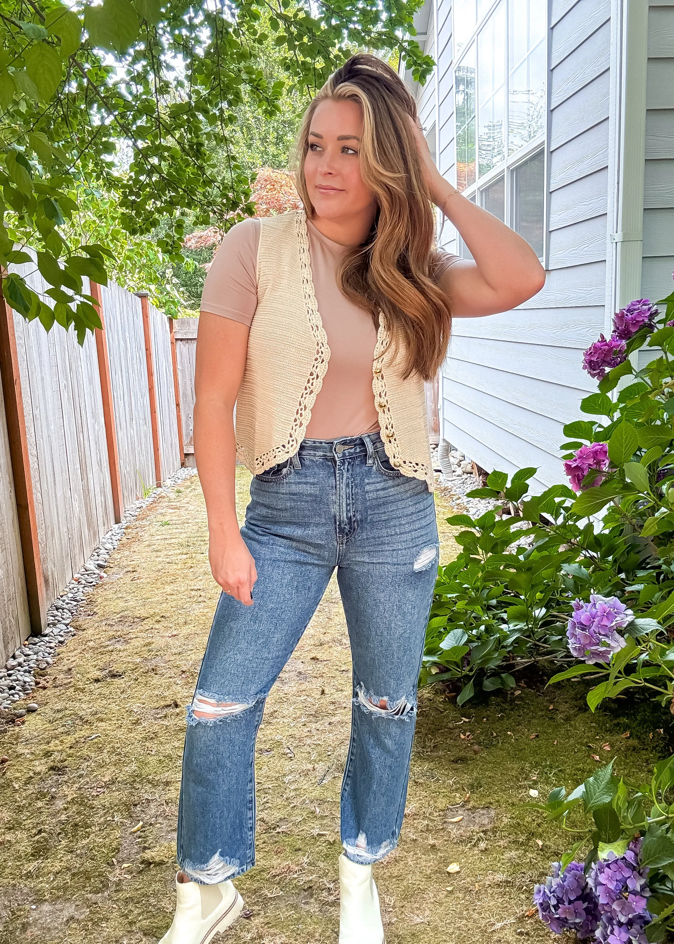 Crocheted Button Down Vest