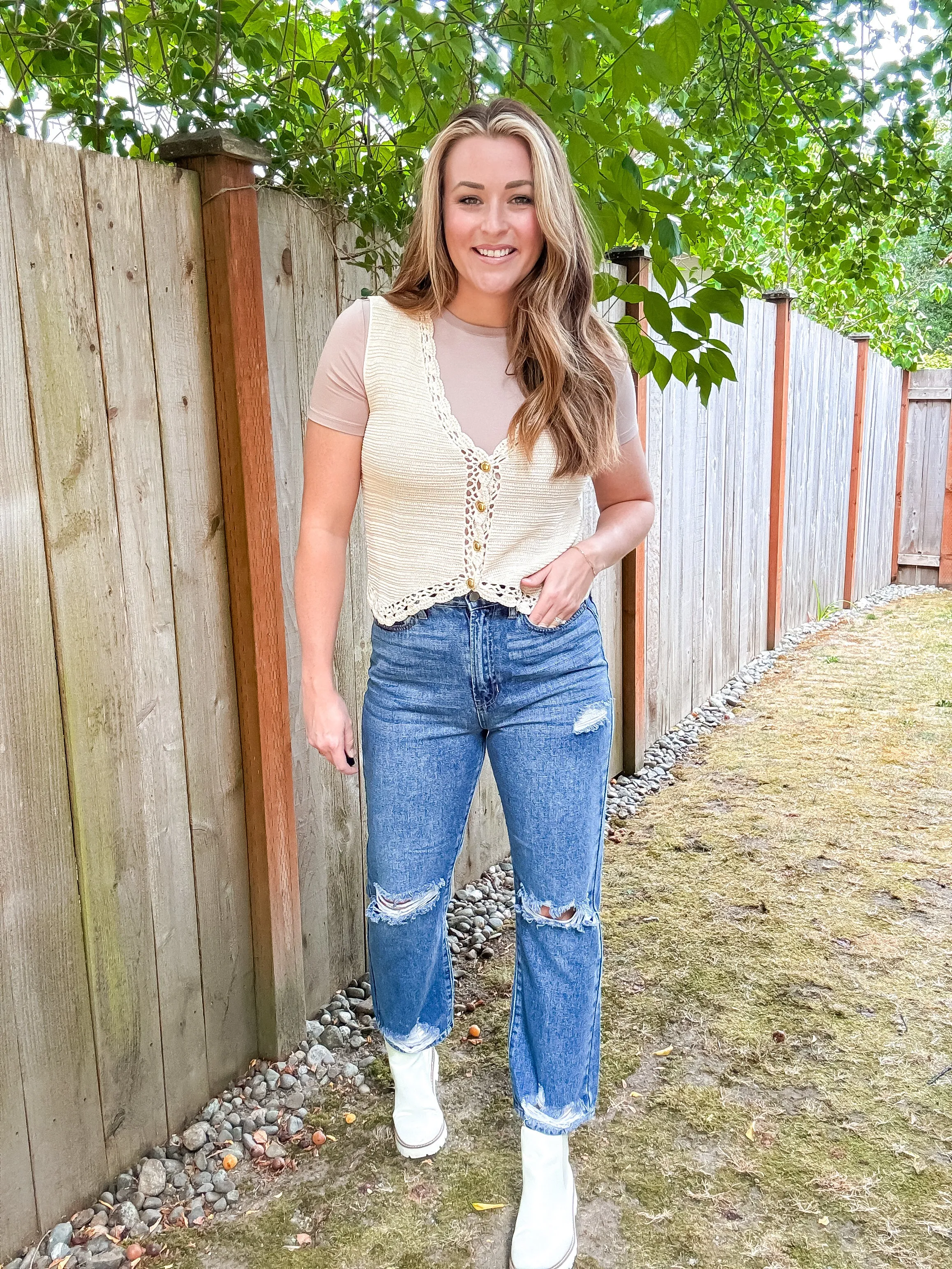 Crocheted Button Down Vest