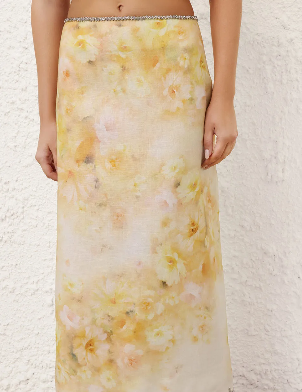Crush Scalloped Midi Skirt
