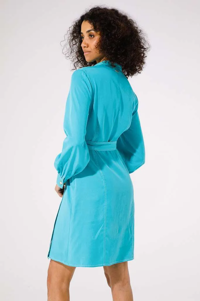 Deep torquise shirt style dress