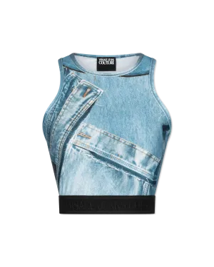 Denim Patchwork Crop Top