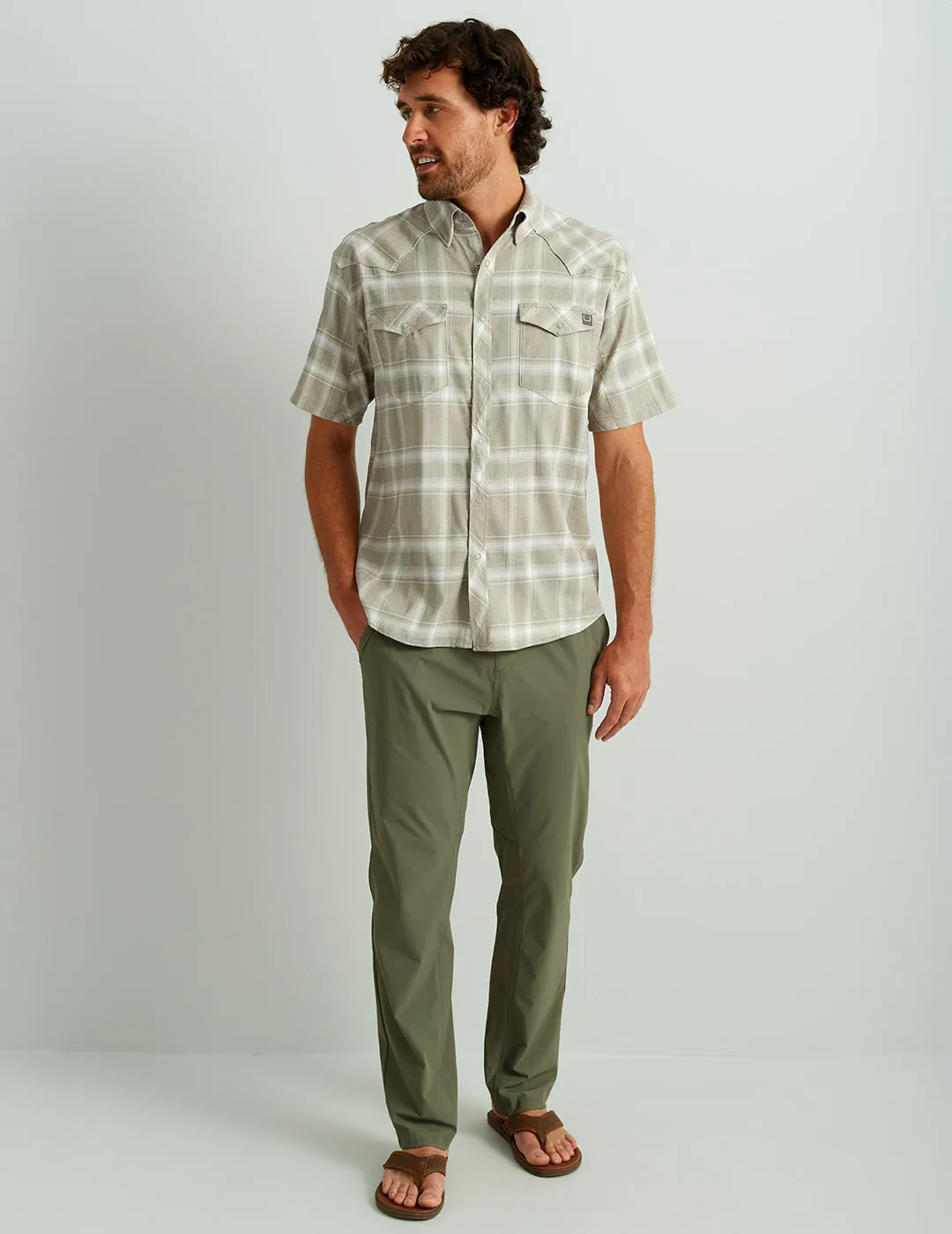Diamond Back Plaid Short Sleeve Button-Down
