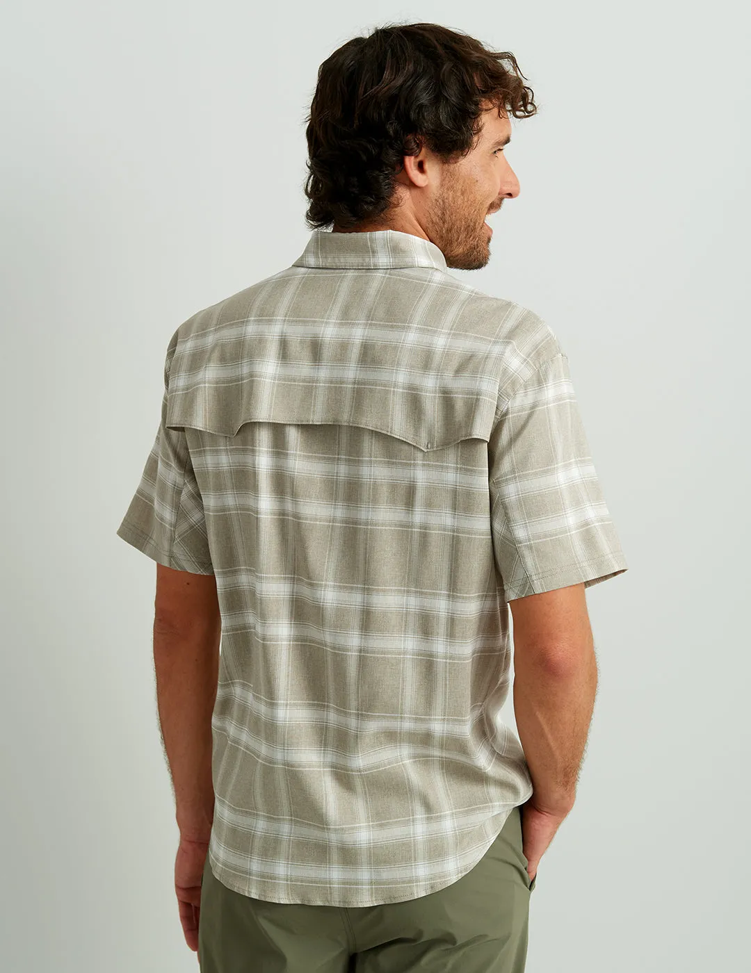 Diamond Back Plaid Short Sleeve Button-Down