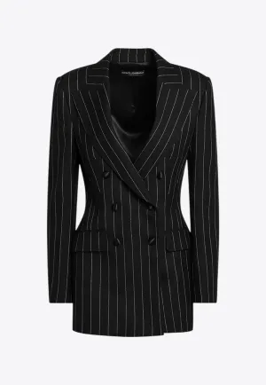 Double-Breasted Pinstriped Blazer