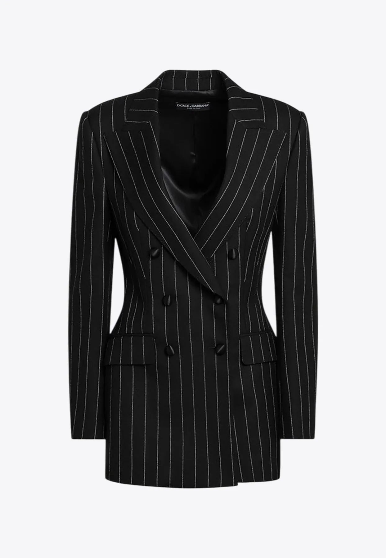 Double-Breasted Pinstriped Blazer