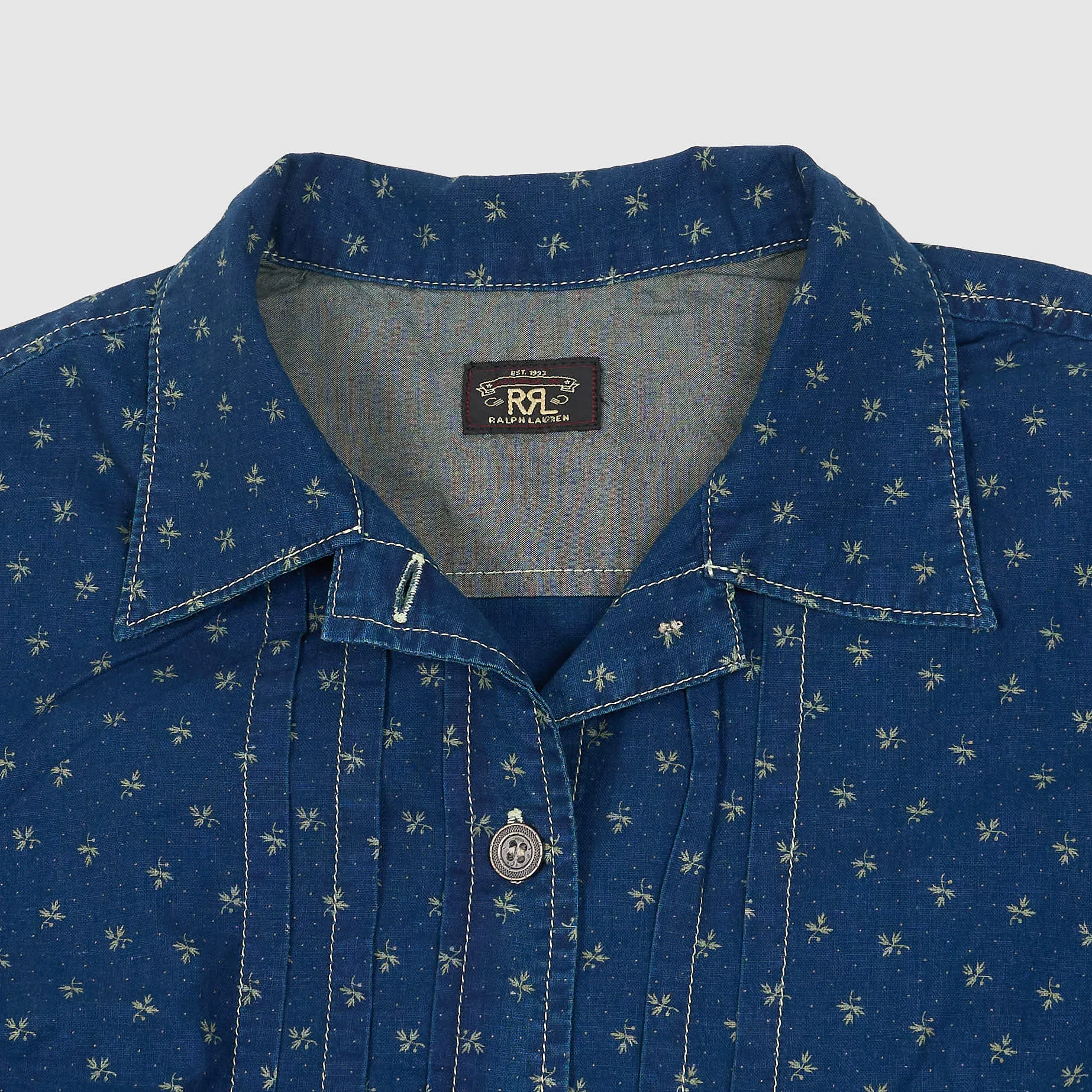 Double RL Ladies Printed Indigo Cotton-Linen Shirt Jacket