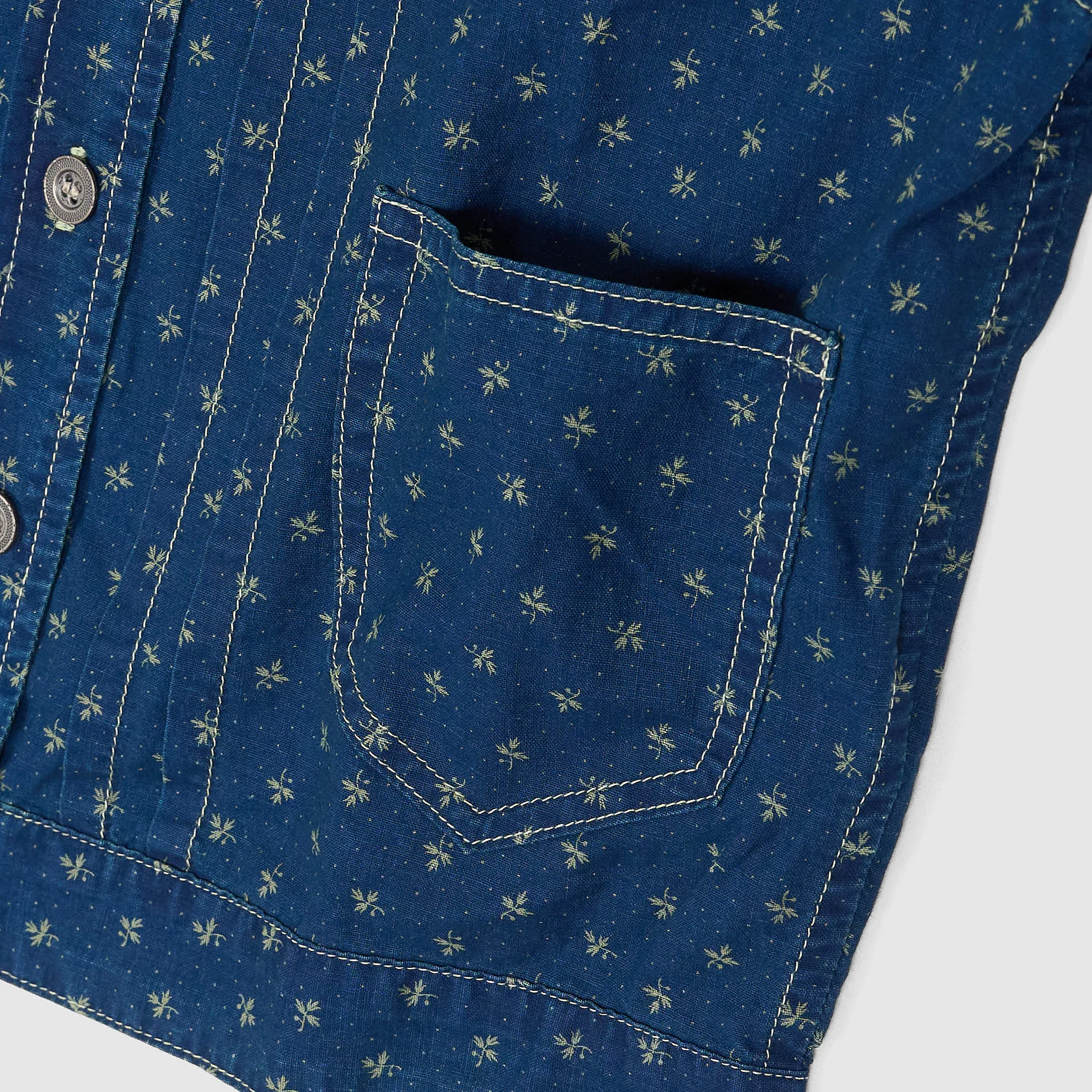 Double RL Ladies Printed Indigo Cotton-Linen Shirt Jacket