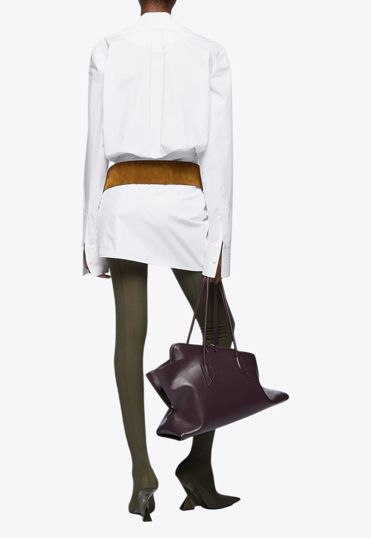 Draped Long-Sleeved Mini Shirt Dress