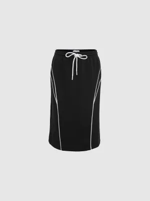 Drawstring Midi Straight Skirts