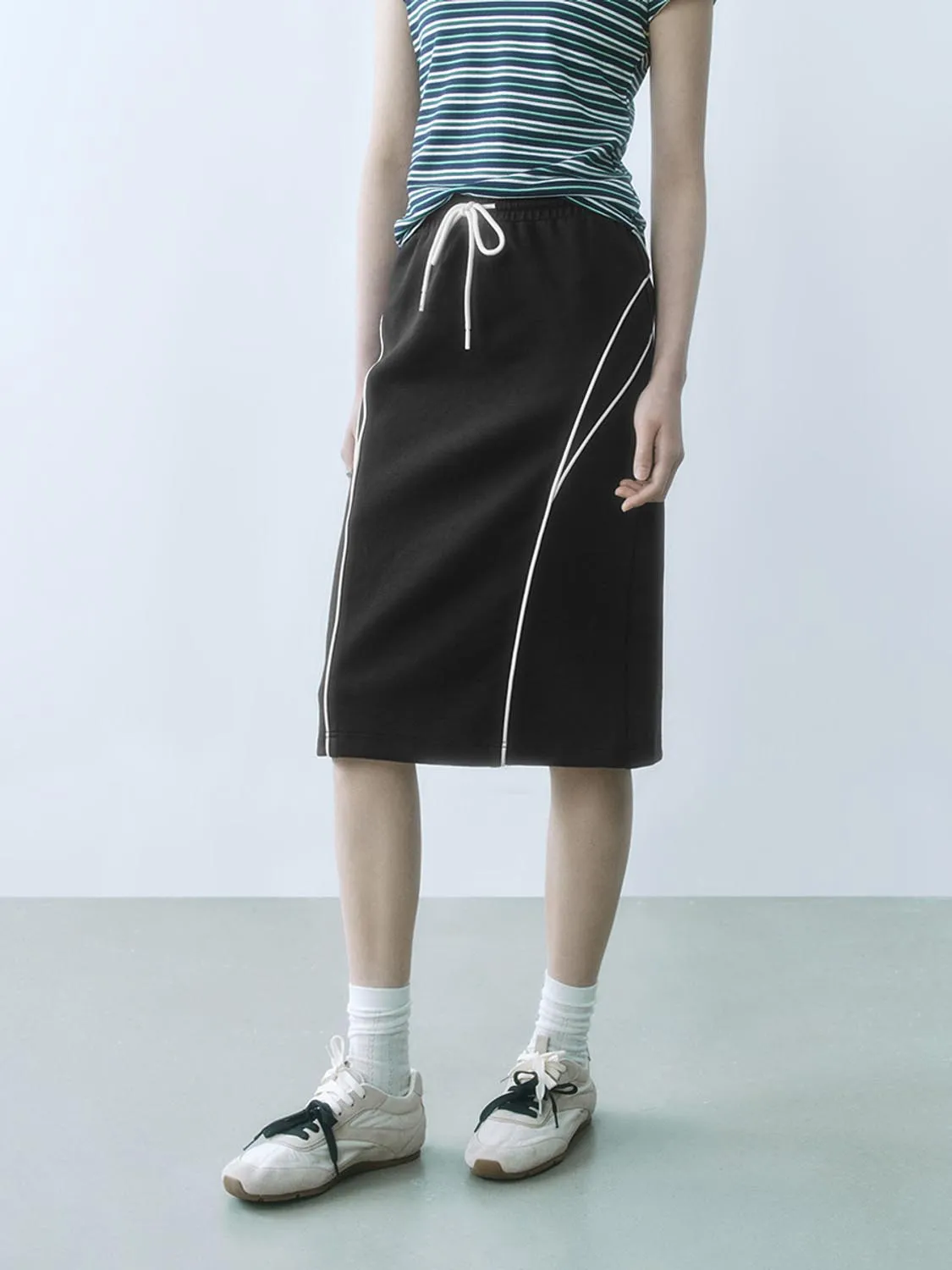 Drawstring Midi Straight Skirts