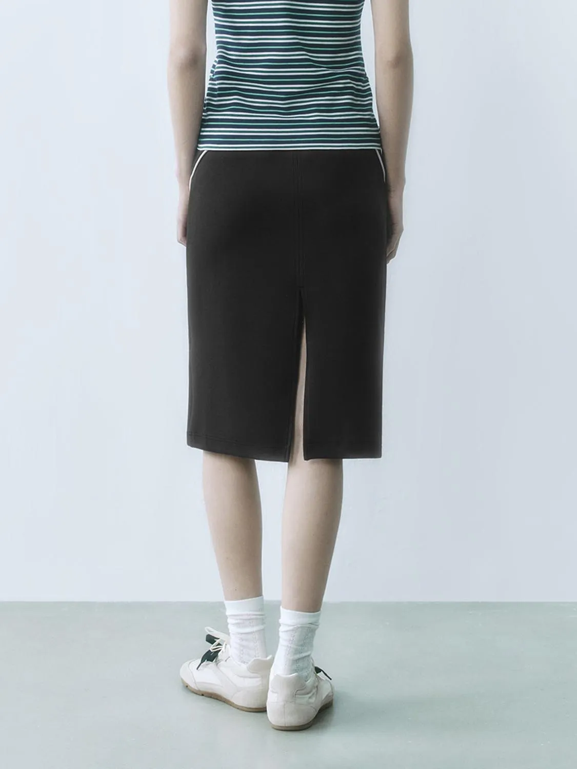 Drawstring Midi Straight Skirts