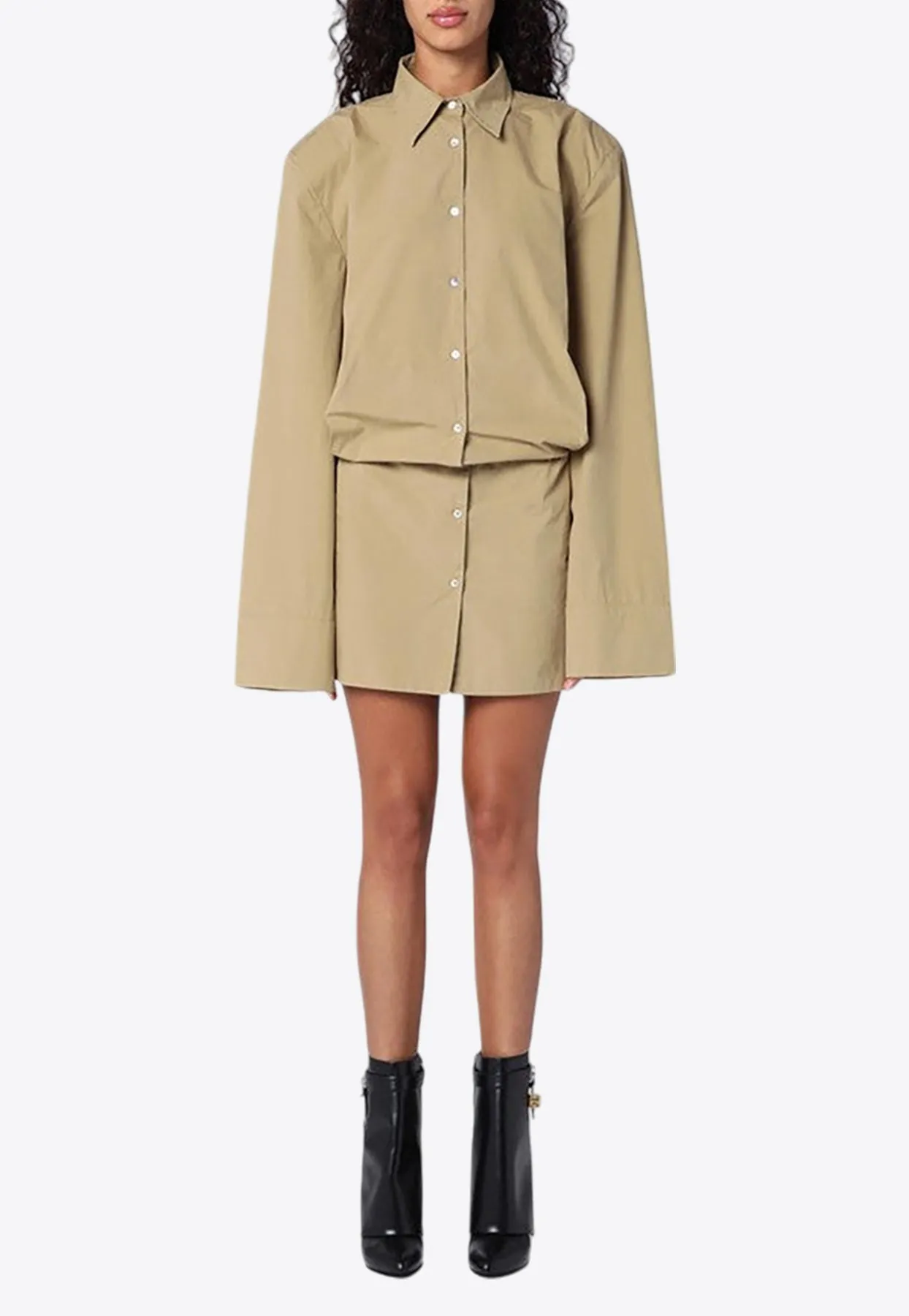 Extra Long-Sleeves Mini Shirt Dress