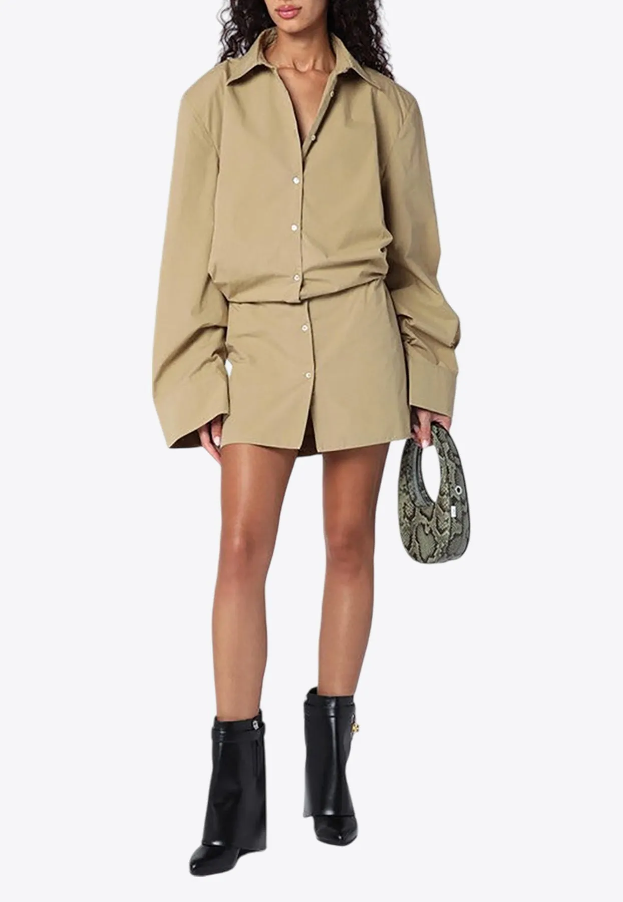 Extra Long-Sleeves Mini Shirt Dress