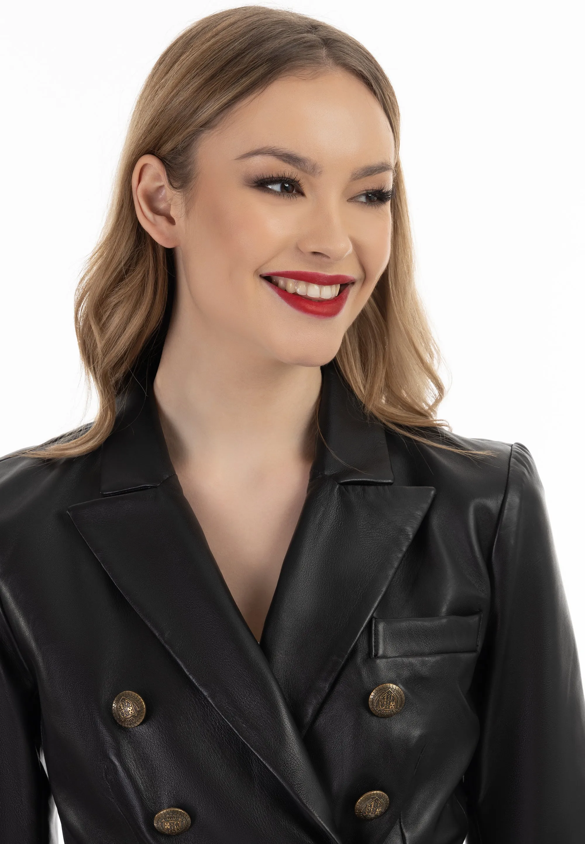 faina Women's Leather Blazer