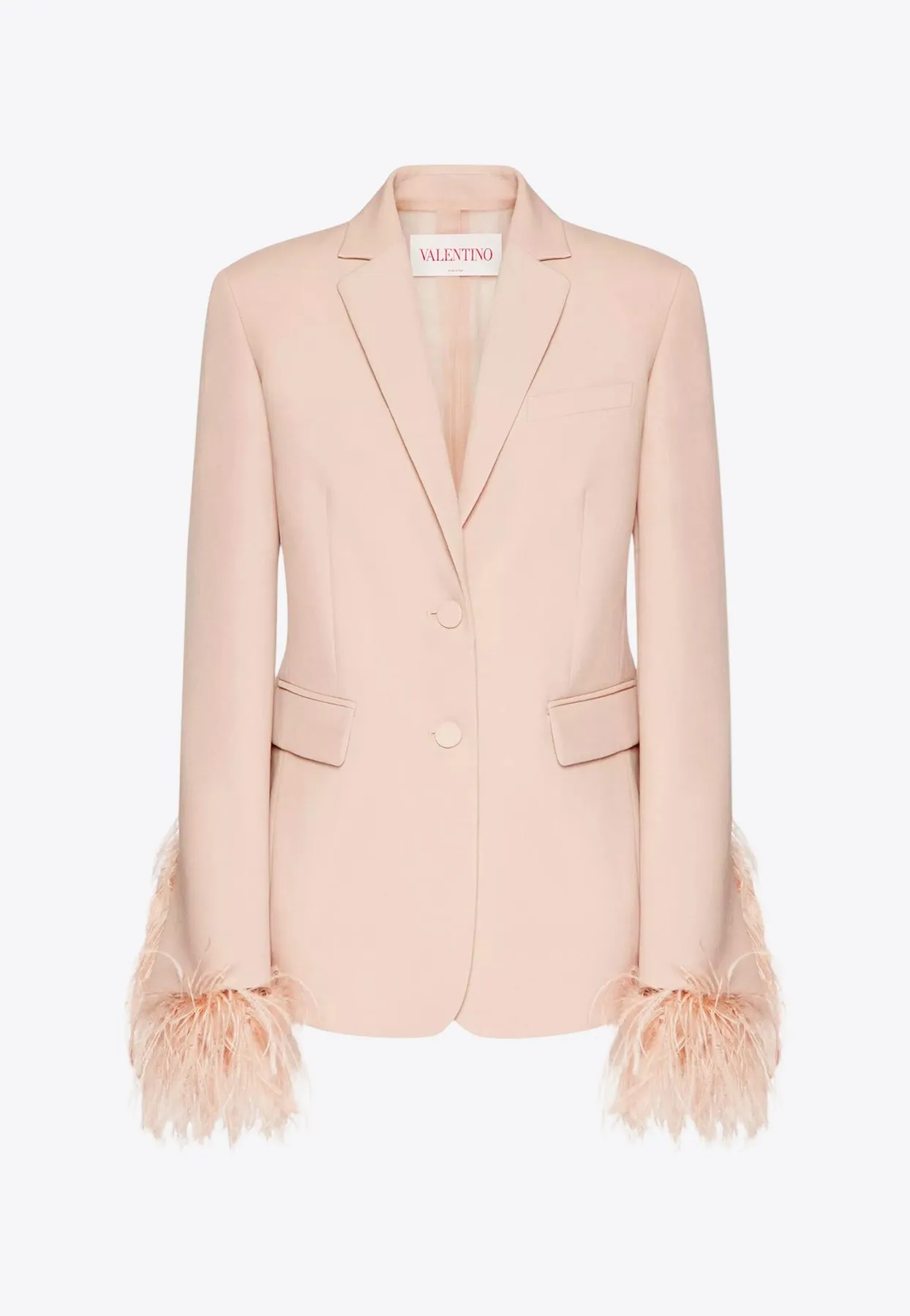 Feather-Trimmed Wool Blazer