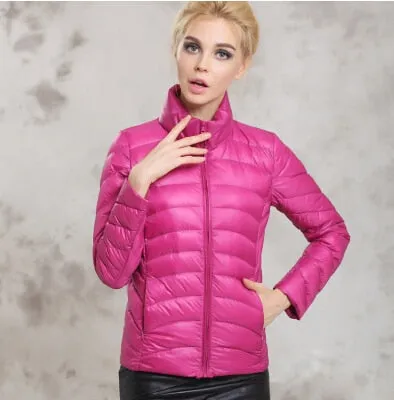 Fitaylor Spring Autumn Women Short Design Jackets Slim Casual Ultra Thin Coat Duck Down 90% Jacket Inverno Jaqueta Feminina