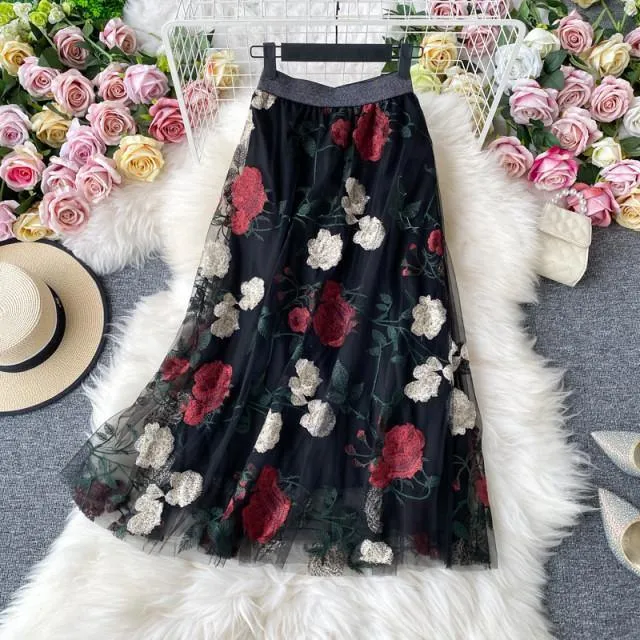 Floral embroidered Skirt