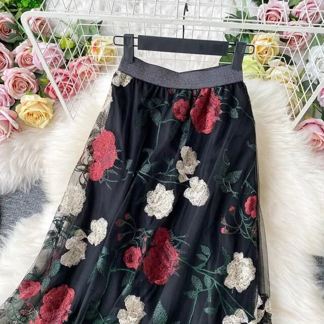 Floral embroidered Skirt