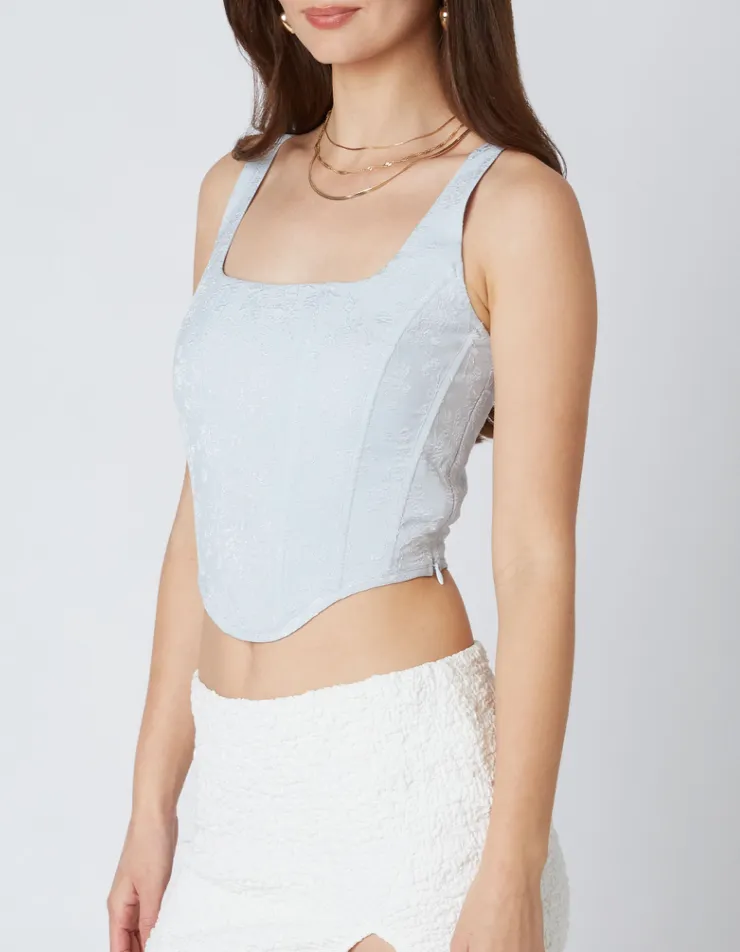 Floral Jacquard Corset Top