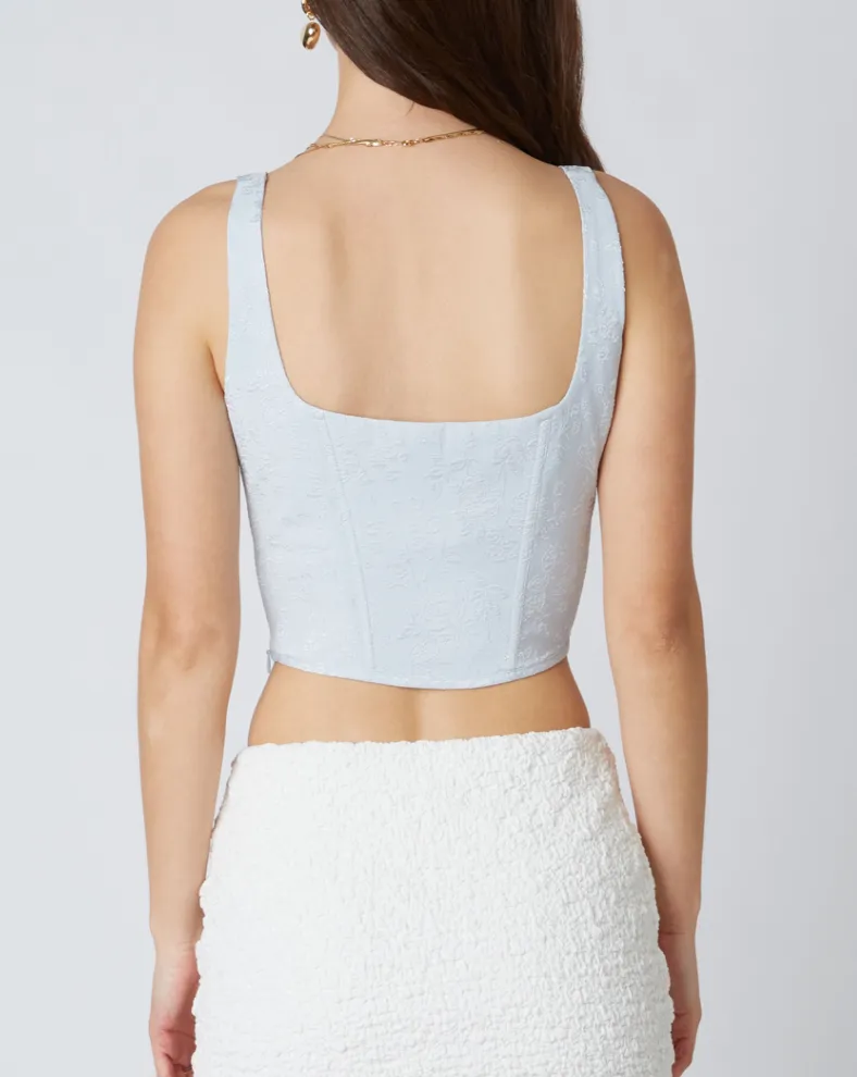 Floral Jacquard Corset Top