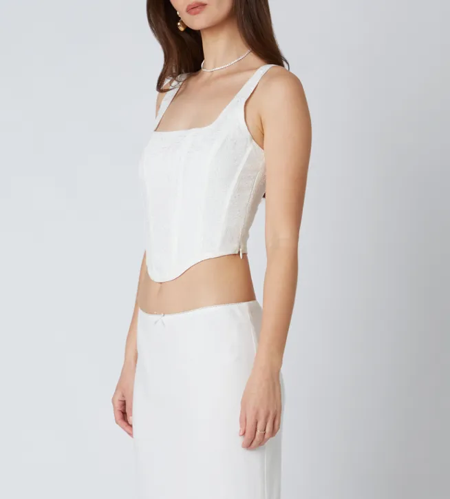 Floral Jacquard Corset Top