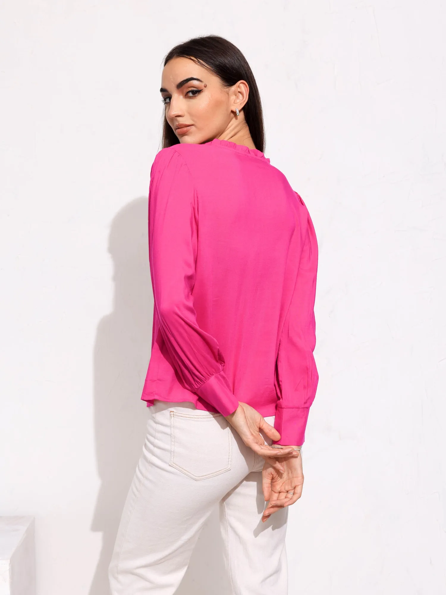 Front Tieup Button Down Long Sleeve Top