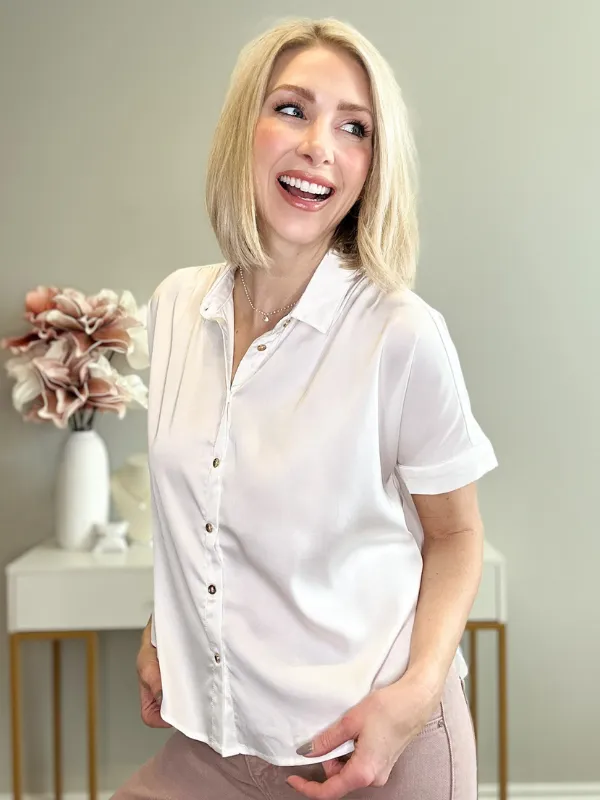 GEMMIE SATIN TOP - OFF WHITE