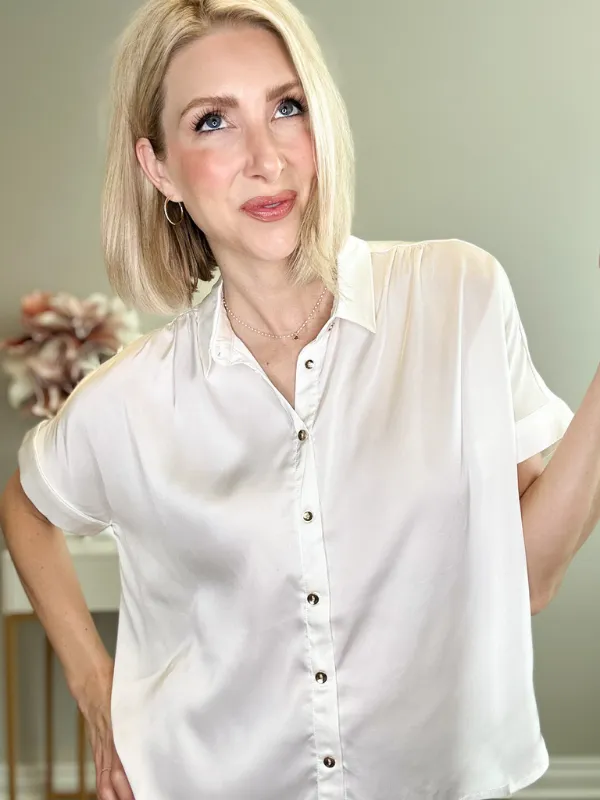 GEMMIE SATIN TOP - OFF WHITE