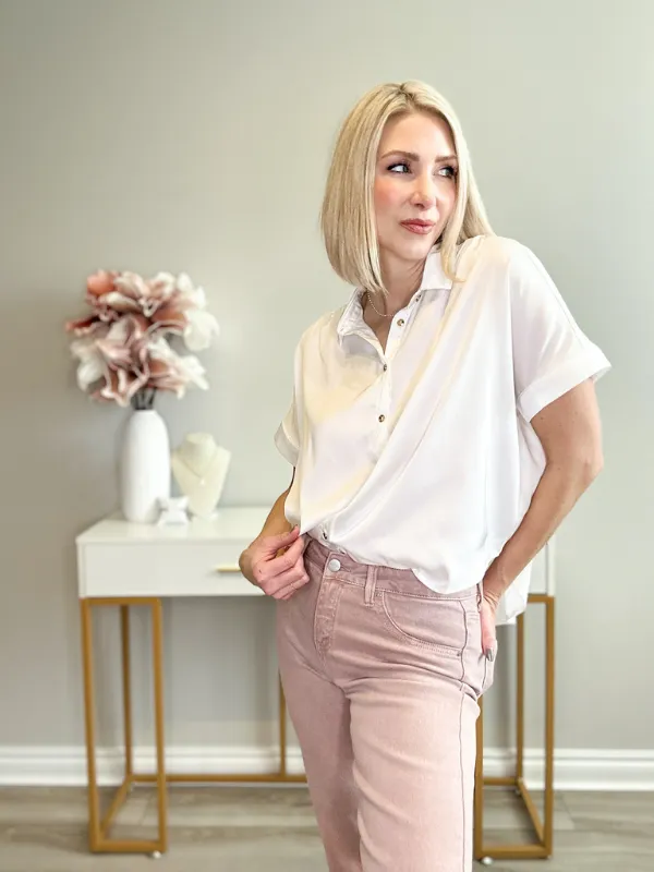 GEMMIE SATIN TOP - OFF WHITE
