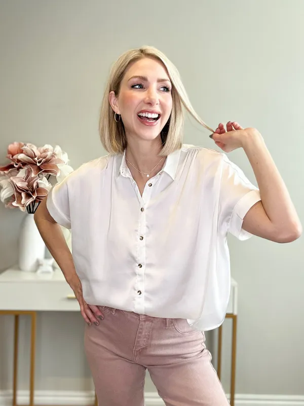 GEMMIE SATIN TOP - OFF WHITE