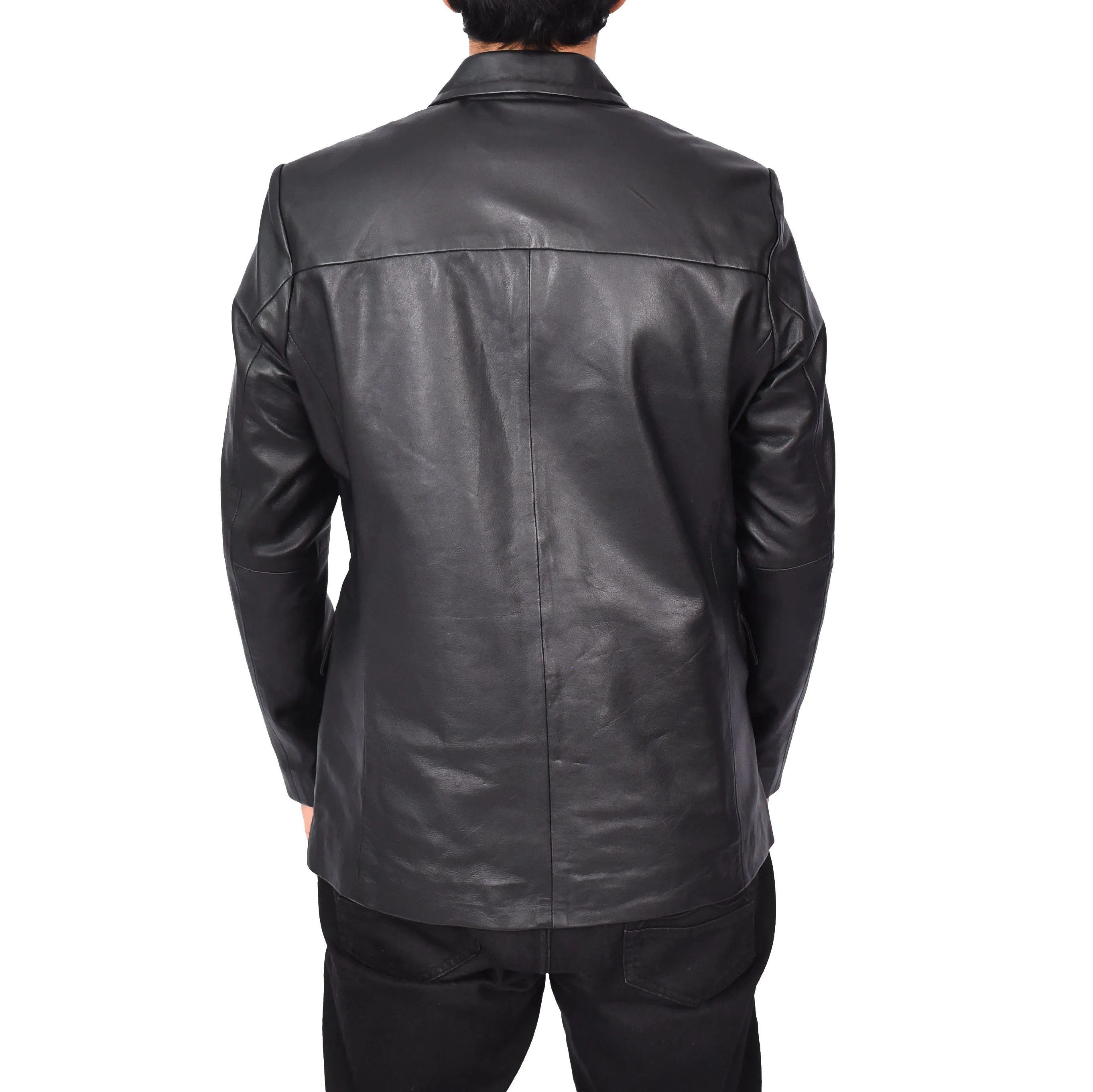 Gents Real Lambskin Leather Jacket Men's Blazer Coat Black Gjorn