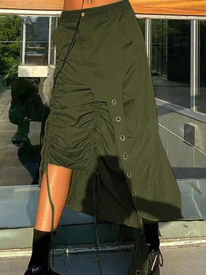 Green Fairy Women Skirts High Street Long Skirts  Midi Skirts