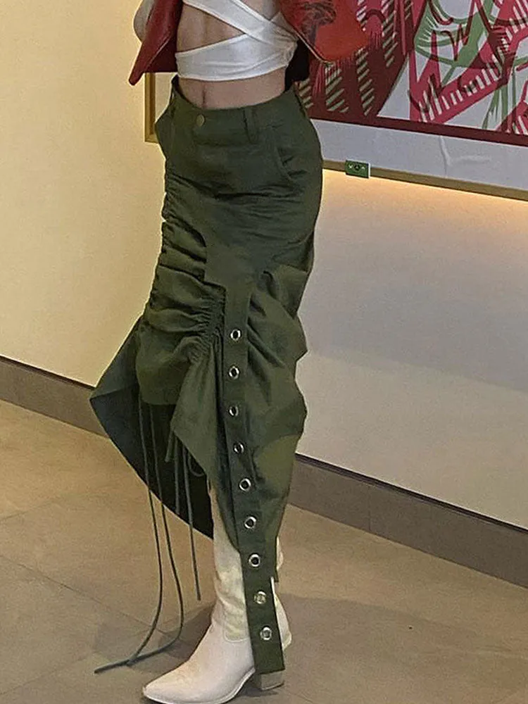 Green Fairy Women Skirts High Street Long Skirts  Midi Skirts
