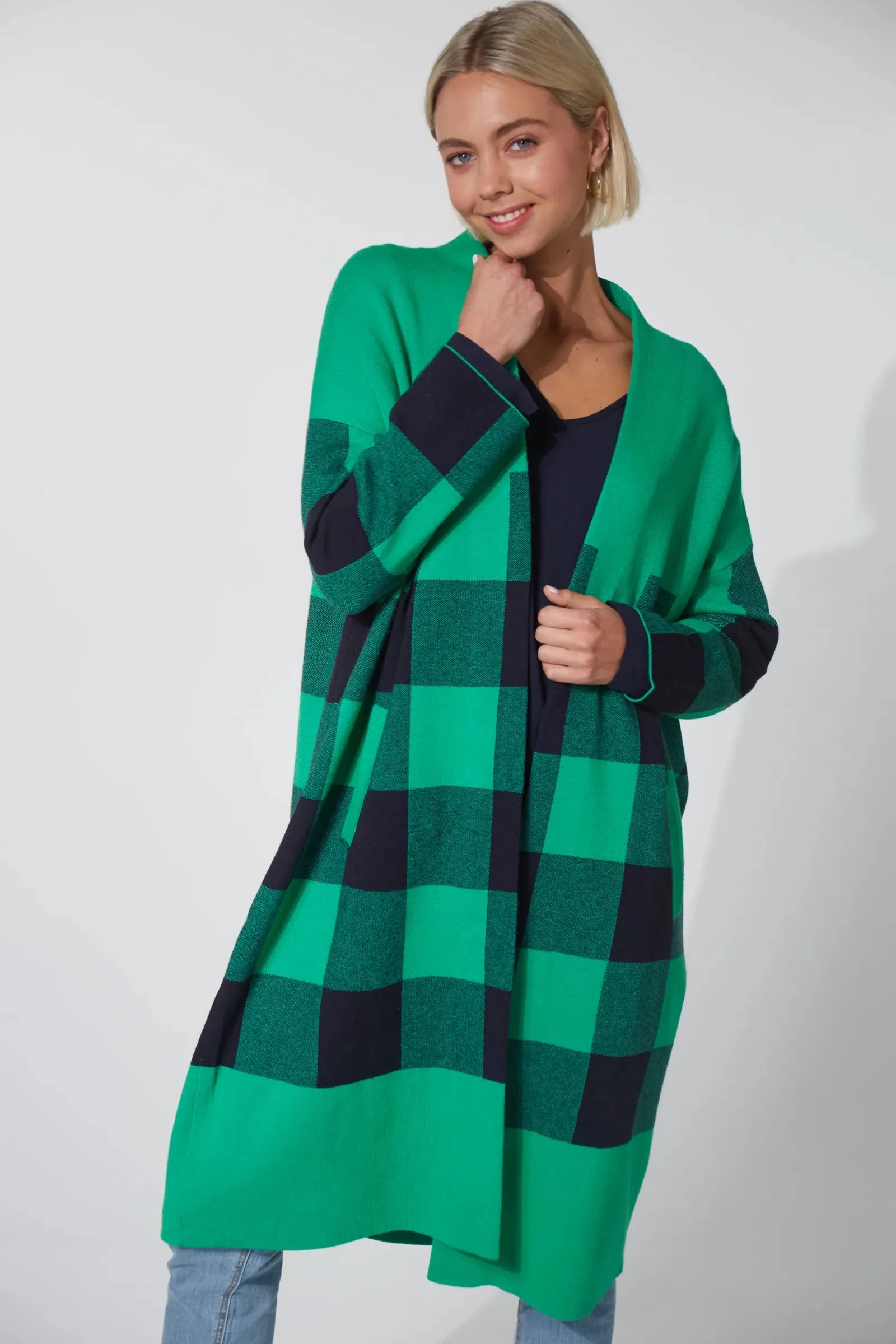 Harris Cardigan - Evergreen Check