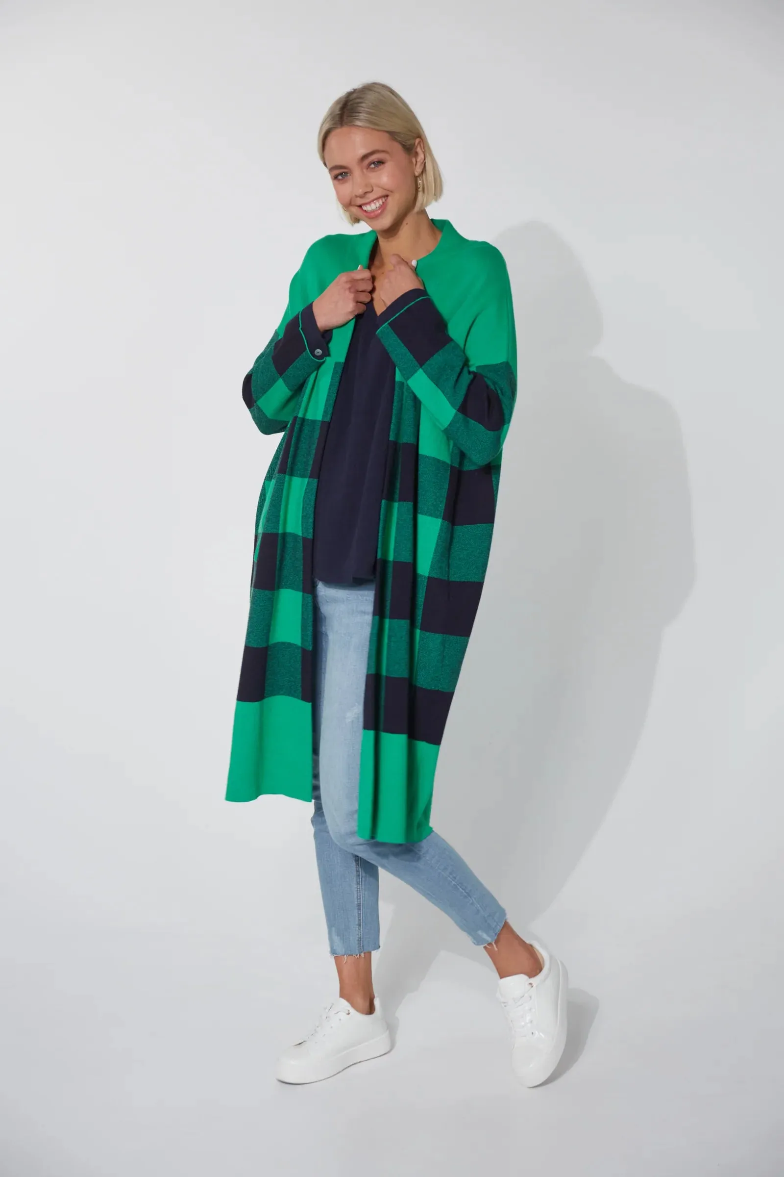 Harris Cardigan - Evergreen Check