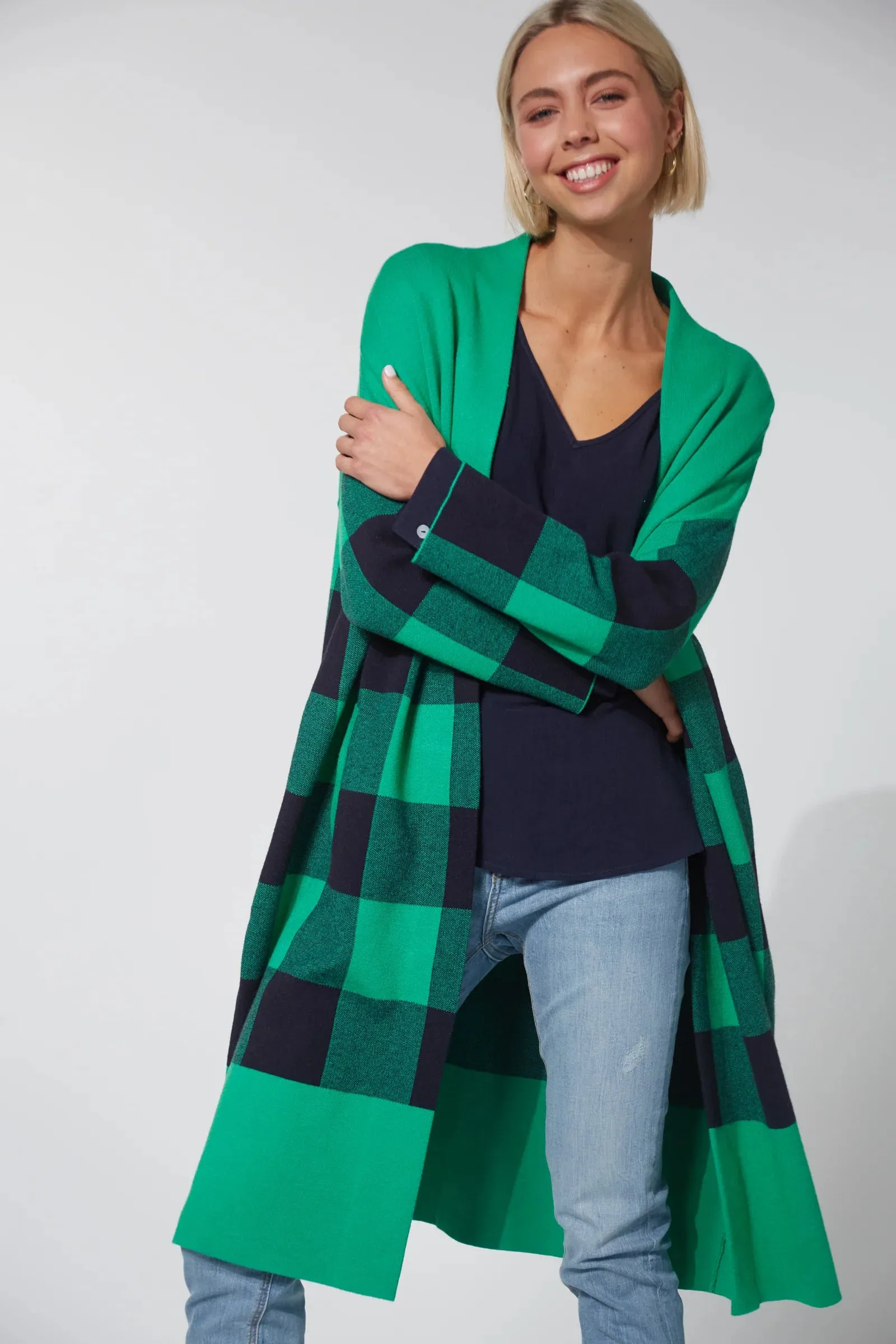 Harris Cardigan - Evergreen Check