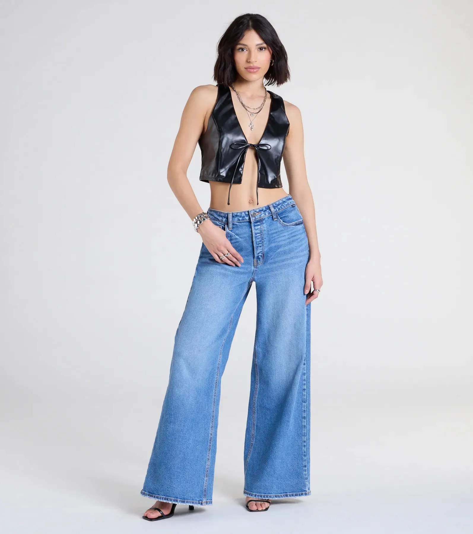 Here To Slay Faux Leather Cropped Vest