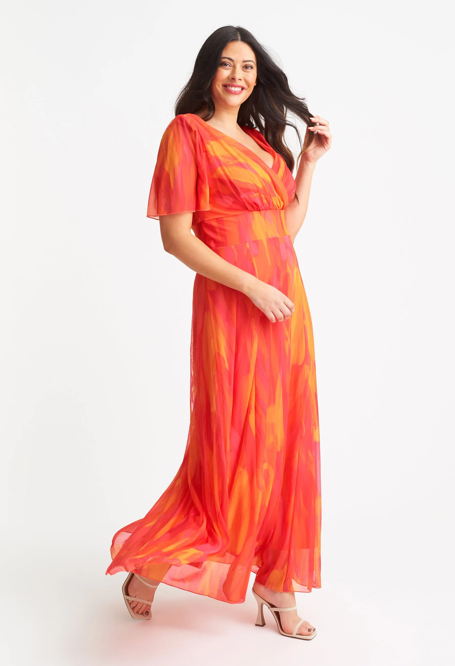 Isabelle Curve  Angel Sleeve Maxi Dress