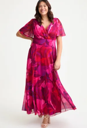 Isabelle Curve  Angel Sleeve Maxi Dress