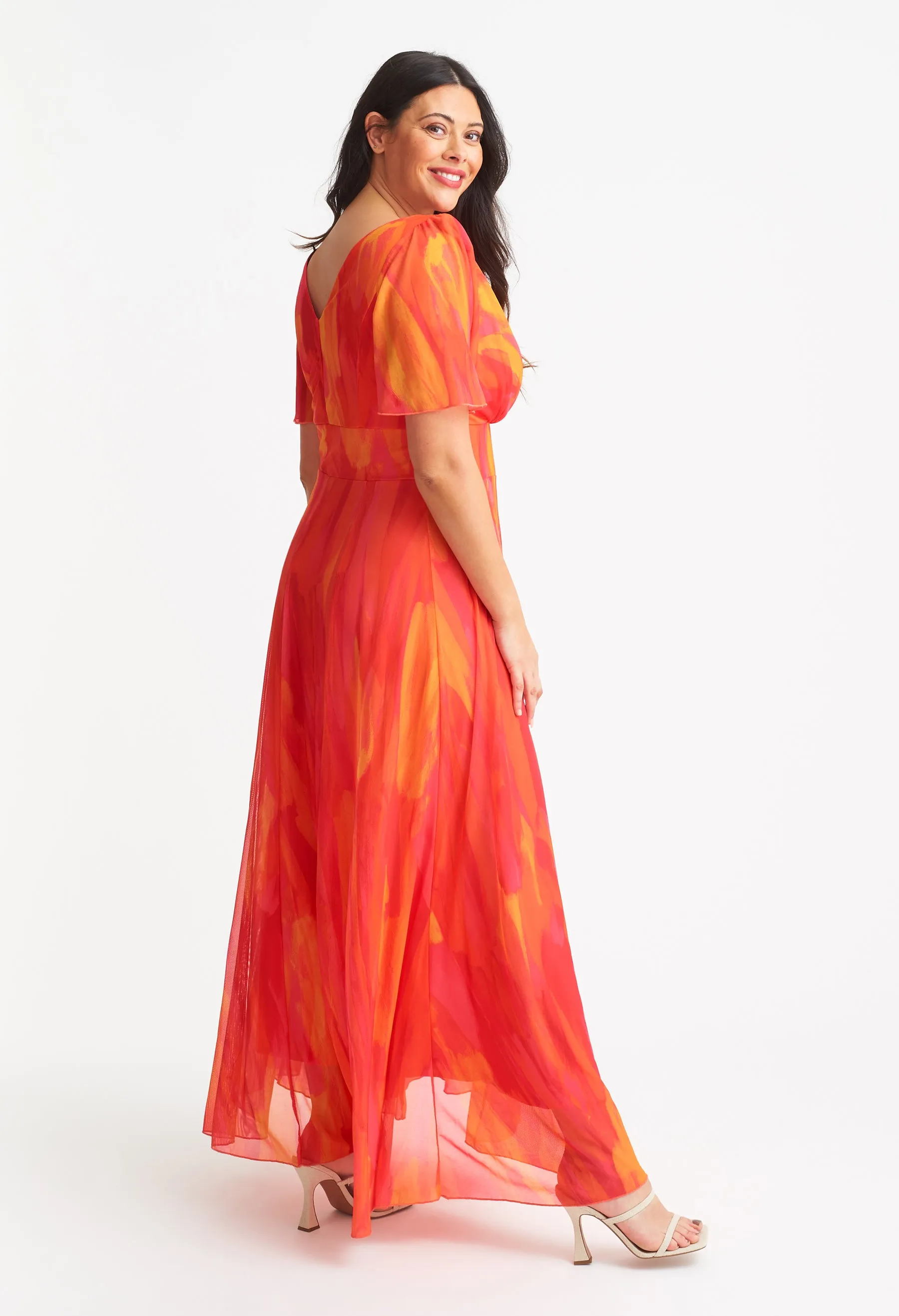 Isabelle Curve  Angel Sleeve Maxi Dress