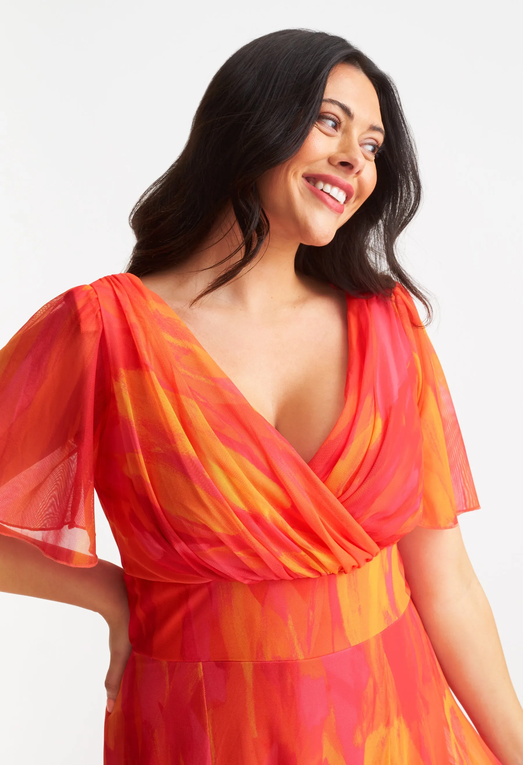 Isabelle Curve  Angel Sleeve Maxi Dress