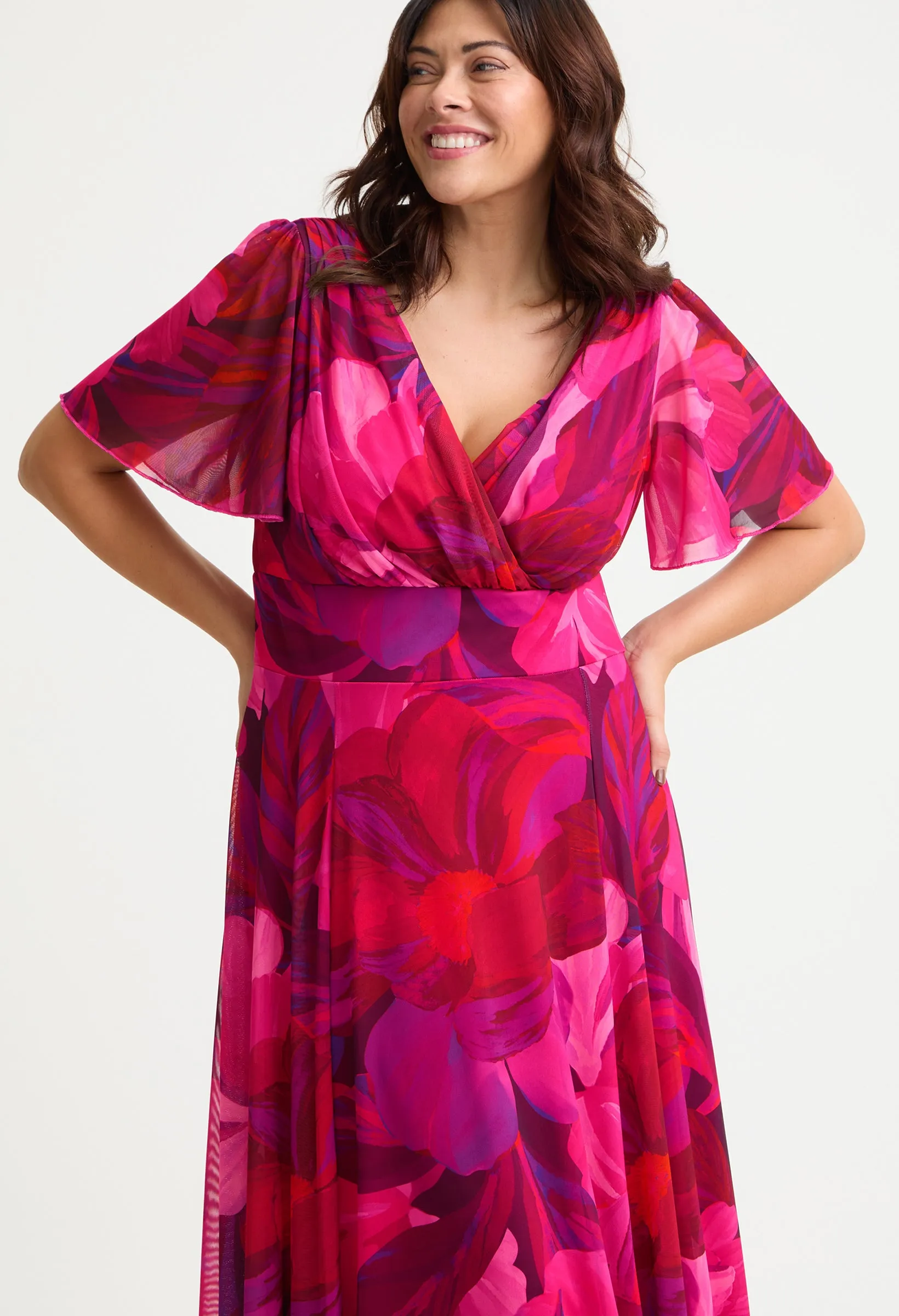 Isabelle Curve  Angel Sleeve Maxi Dress