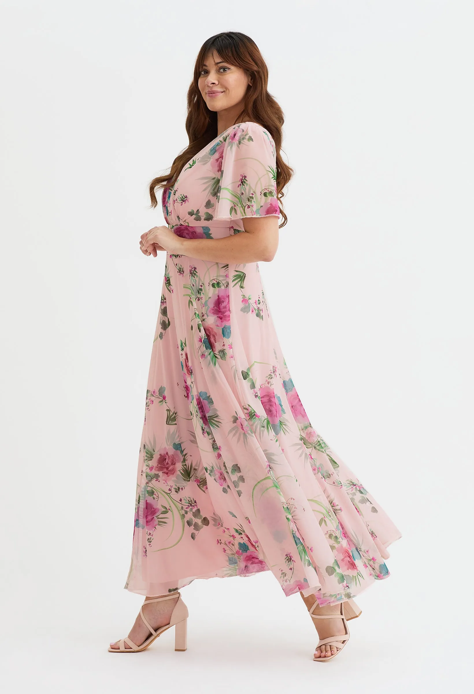 Isabelle Curve  Angel Sleeve Maxi Dress