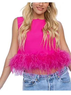 JXXIATANG Feather Tops Tube Tops