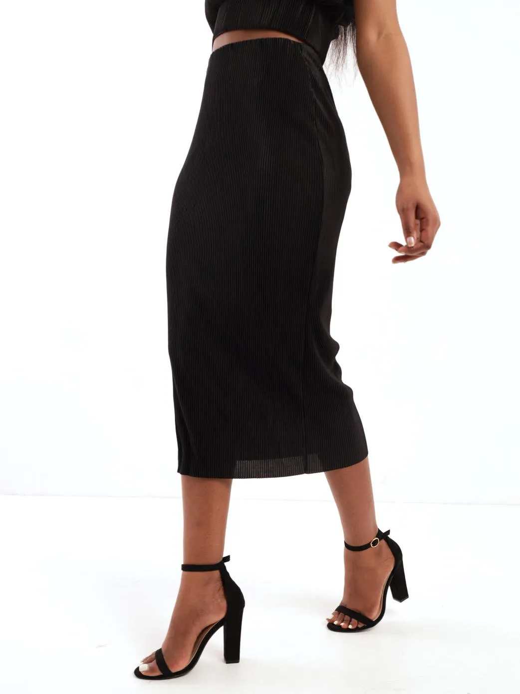 Ladies Bodre Midi Pencil Skirt - Black